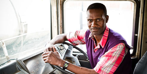A truck driver in Zimbabwe